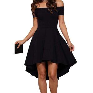 Sarin Mathews Off Shoulder Fit & Flare  High Low Hem Minimalist Dress Womens L